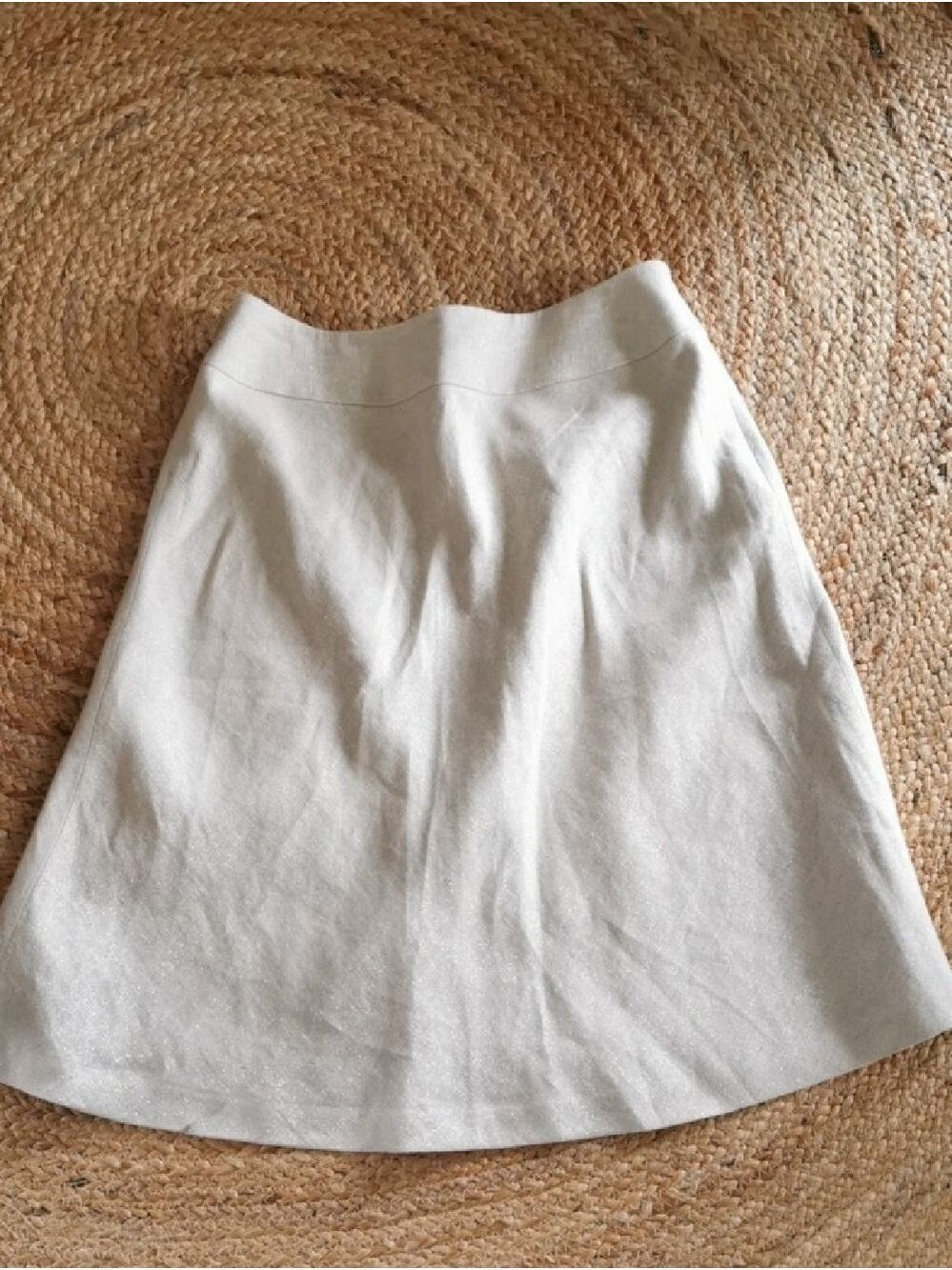 Talbots Womens Boho Beachy Oatmeal Color A-line Shimmer Linen Skirt. Size 10